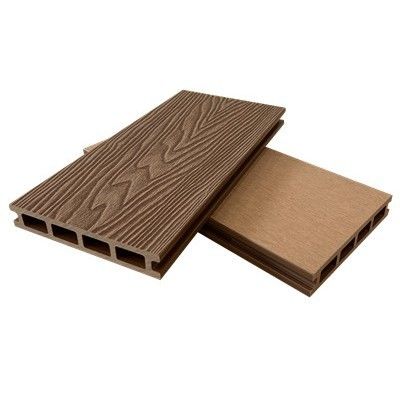 Decking Kayu Jati Plastik Komposit Kontemporer WPC 3D Timbul Untuk Teras