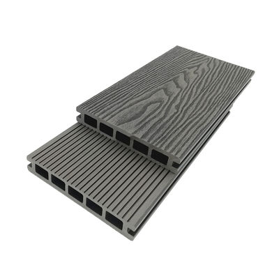 Decking Komposit Antrasit WPC Tahan Api 3D Timbul Warna Kayu Jati Merah