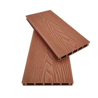 Taman Non Slip Komposit Decking Tile WPC Walnut Kayu Plastik 3D Embossed