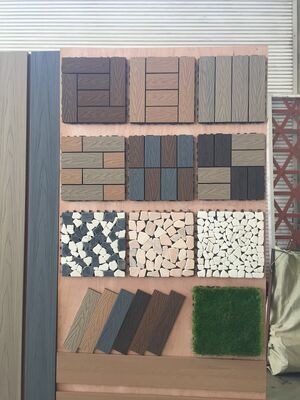 Ubin Dek WPC DIY 30*30CM Lantai Luar Ruangan Serat Kayu Alami untuk Teras Rumah