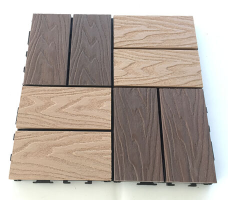Ubin Dek WPC DIY 30*30CM Lantai Luar Ruangan Serat Kayu Alami untuk Teras Rumah