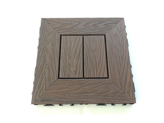 Ubin Dek WPC DIY 30*30CM Lantai Luar Ruangan Serat Kayu Alami untuk Teras Rumah
