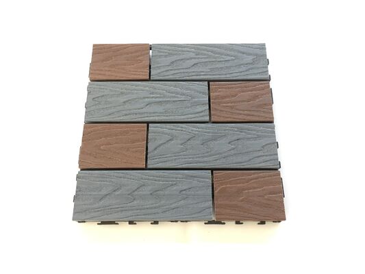 Ubin Dek WPC DIY 30*30CM Lantai Luar Ruangan Serat Kayu Alami untuk Teras Rumah