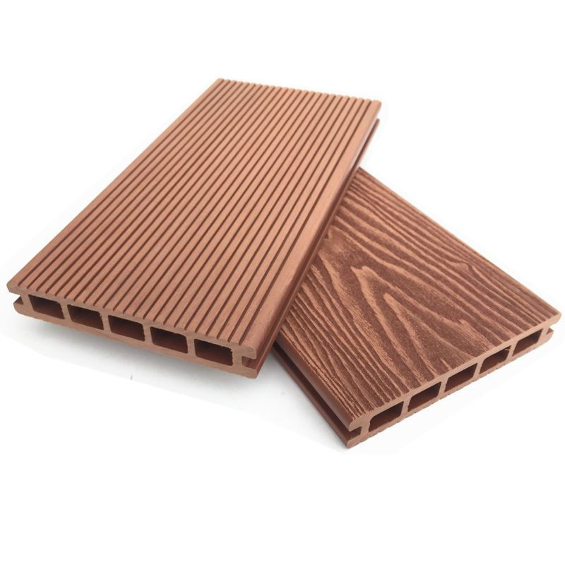 Lantai Rekayasa Komposit Plastik Kayu Decking Komposit Jati Teras 3D