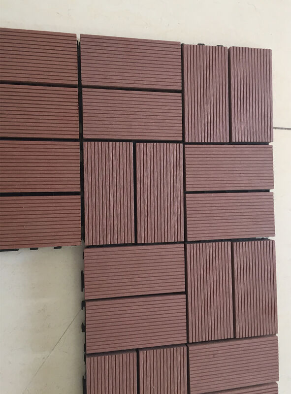 Ubin Dek WPC Saling Bertautan 30X30CM Lantai Teras DIY untuk Ruang Rumah Luar Ruangan